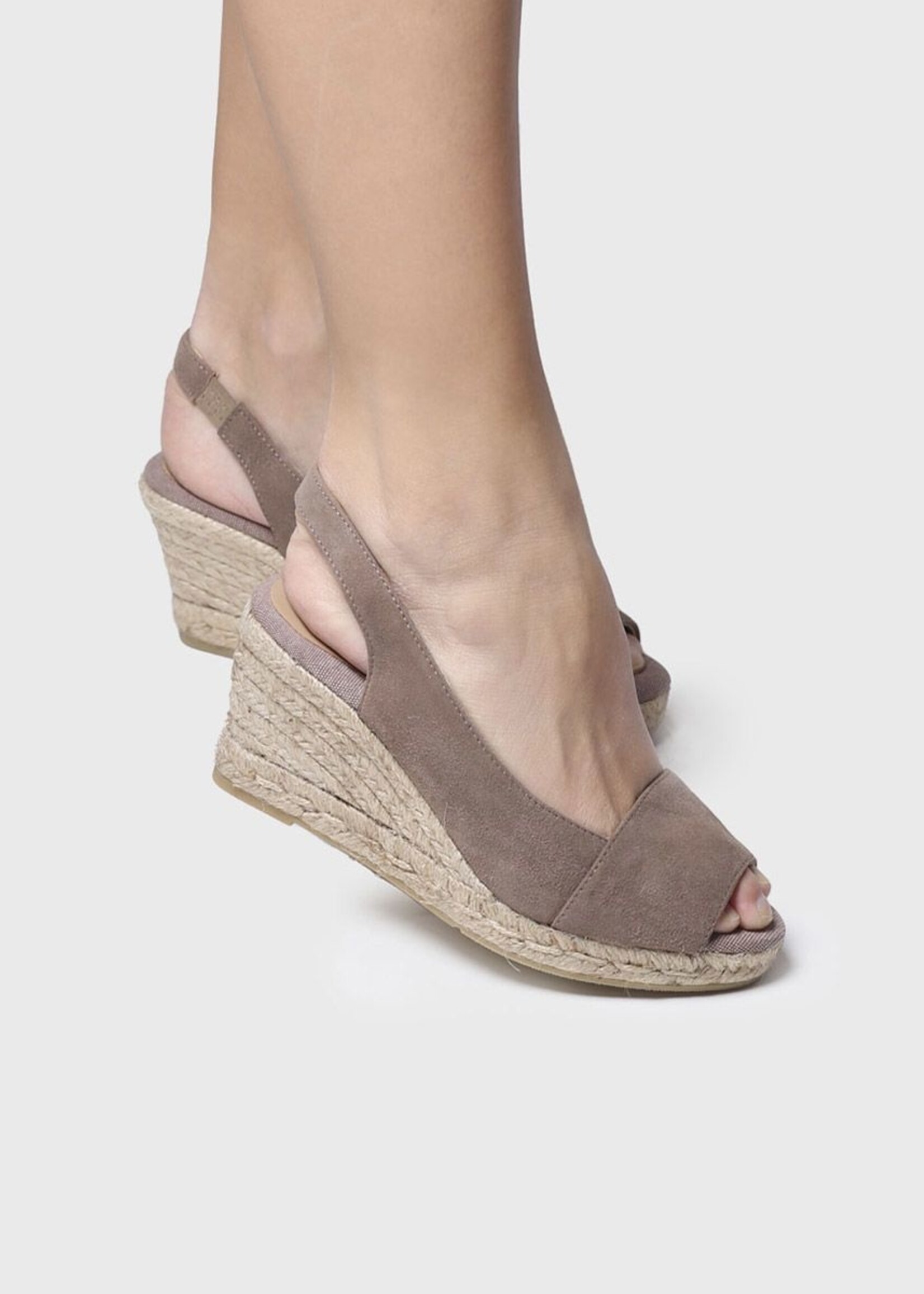 Sling Back Espadrilles mit Keilabsatz Wildleder Taupe