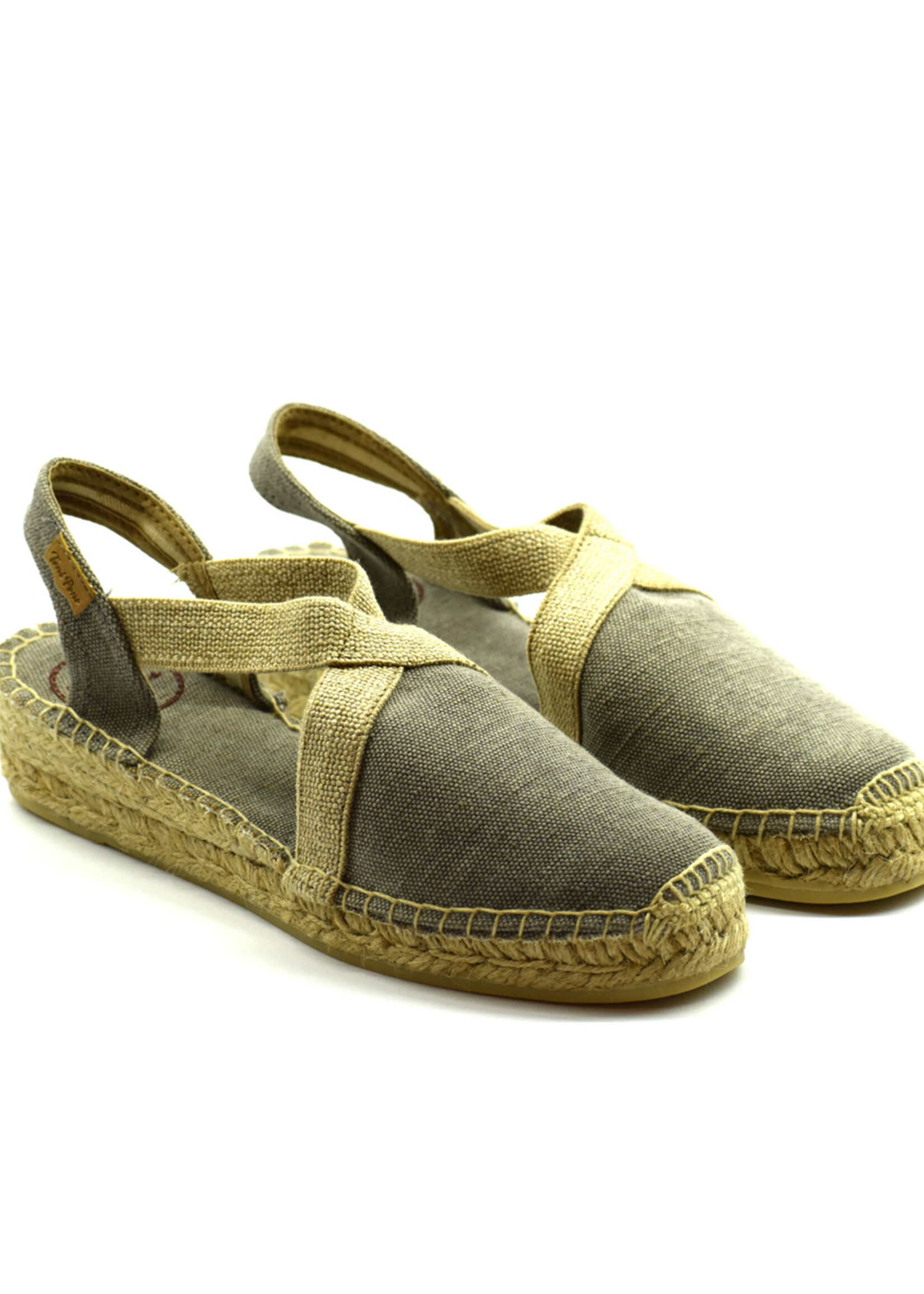 Espadrilles mit kleinem Keilabsatz Leinen Stein