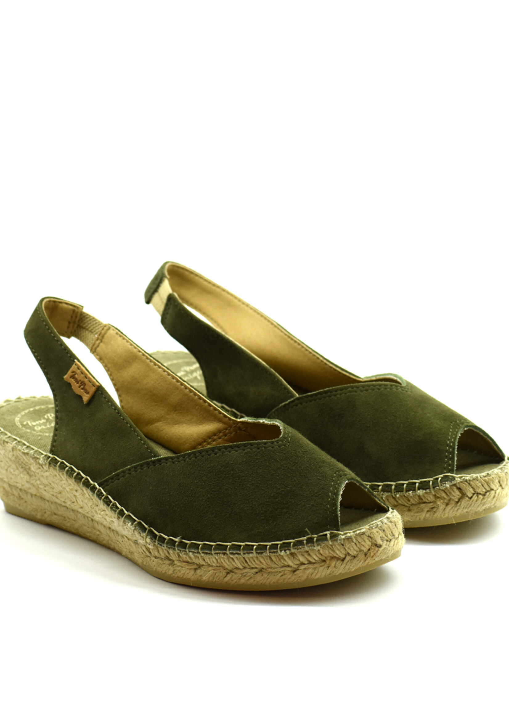 Sling Back Espadrilles mit Keilabsatz Wildleder Caqui