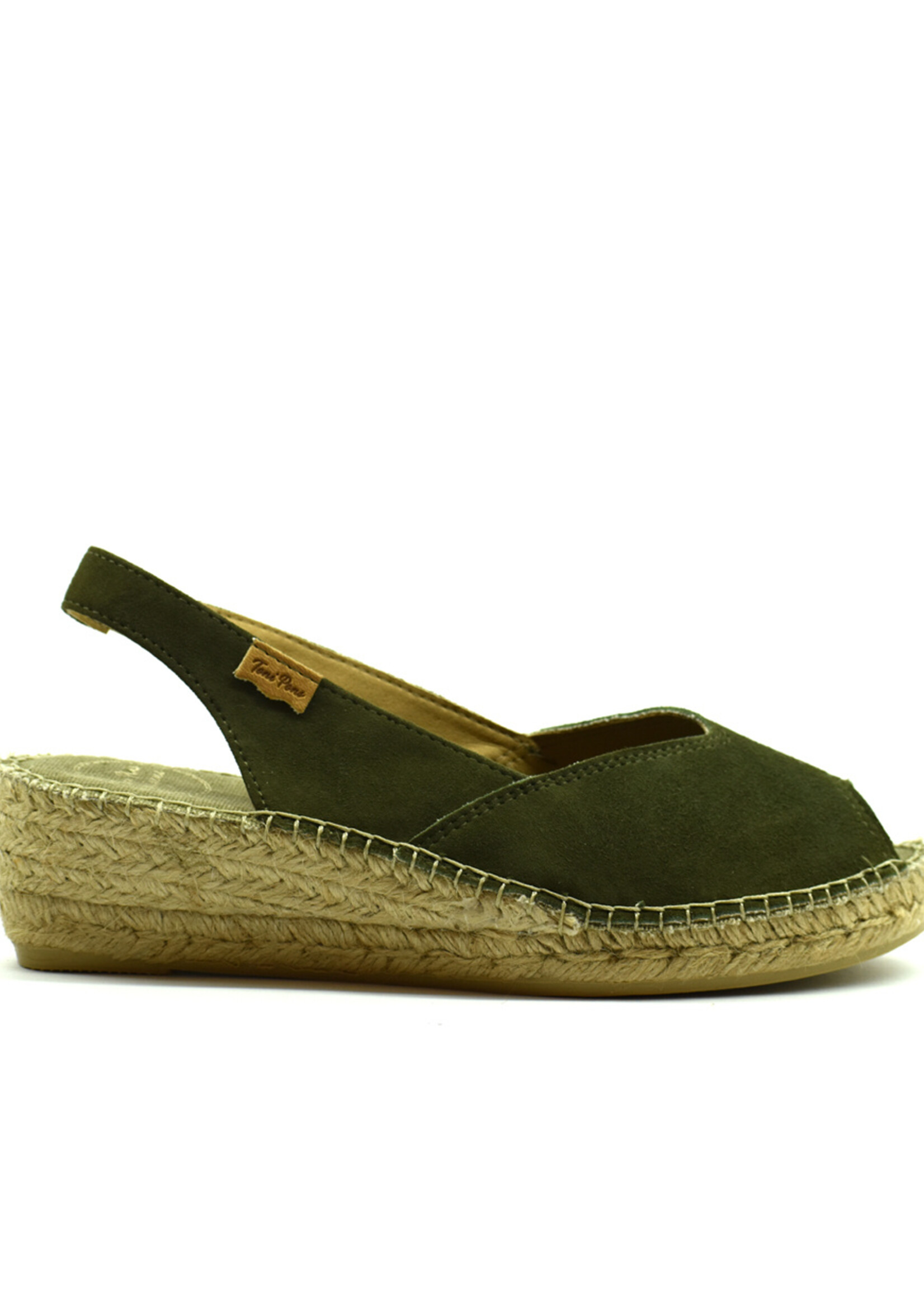 Sling Back Espadrilles mit Keilabsatz Wildleder Caqui