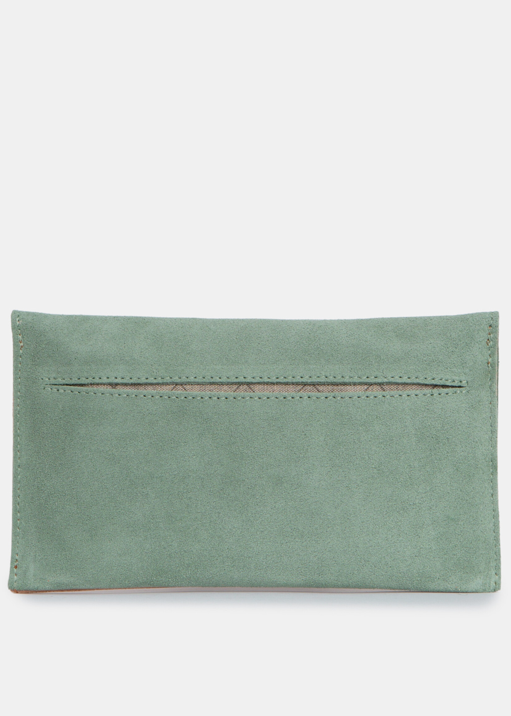 Ann Kurz Clutch Mini Suede Smoke Green + Vegetal Brown