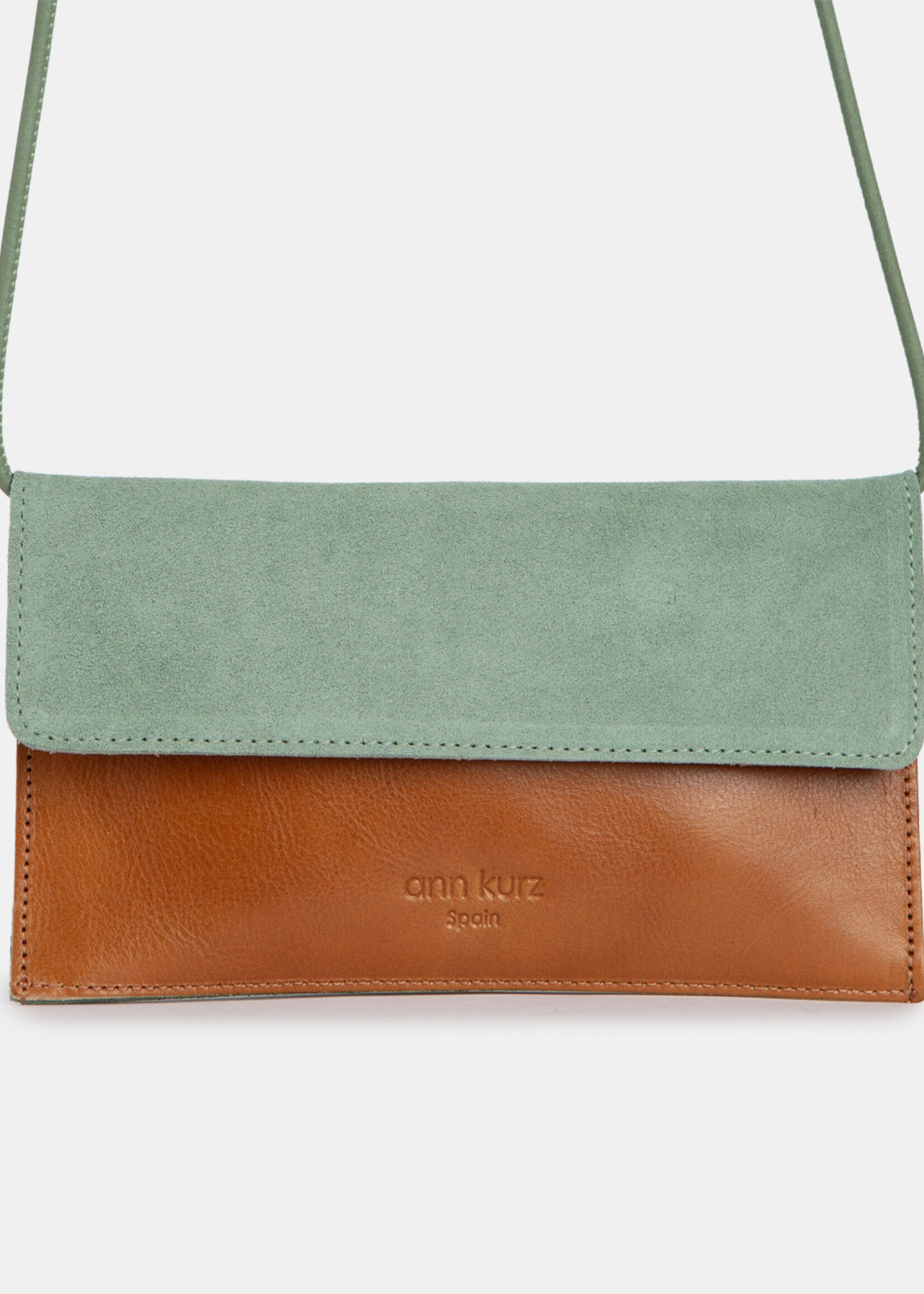 Ann Kurz Clutch Mini Suede Smoke Green + Vegetal Brown