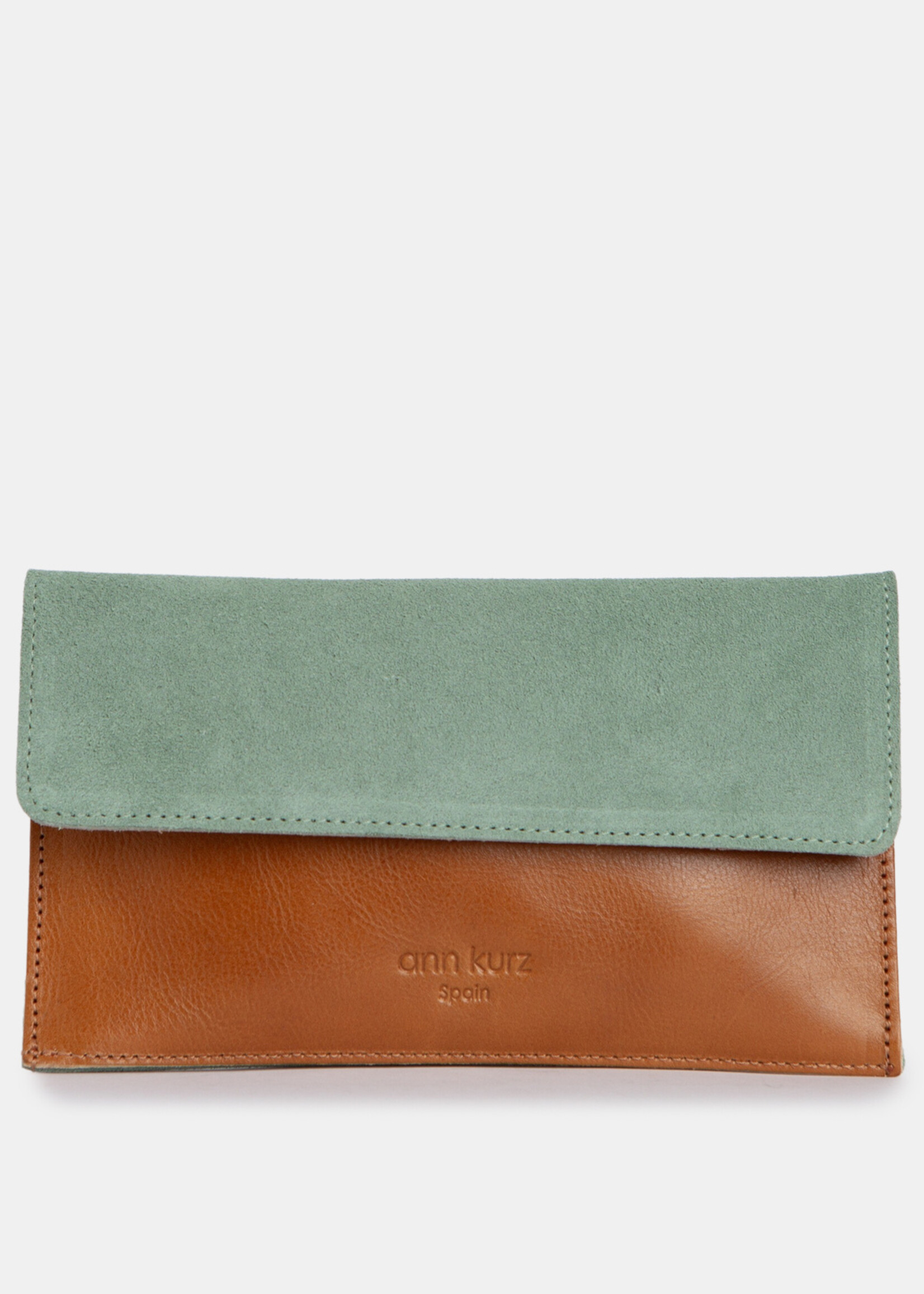 Ann Kurz Clutch Mini Suede Smoke Green + Vegetal Brown