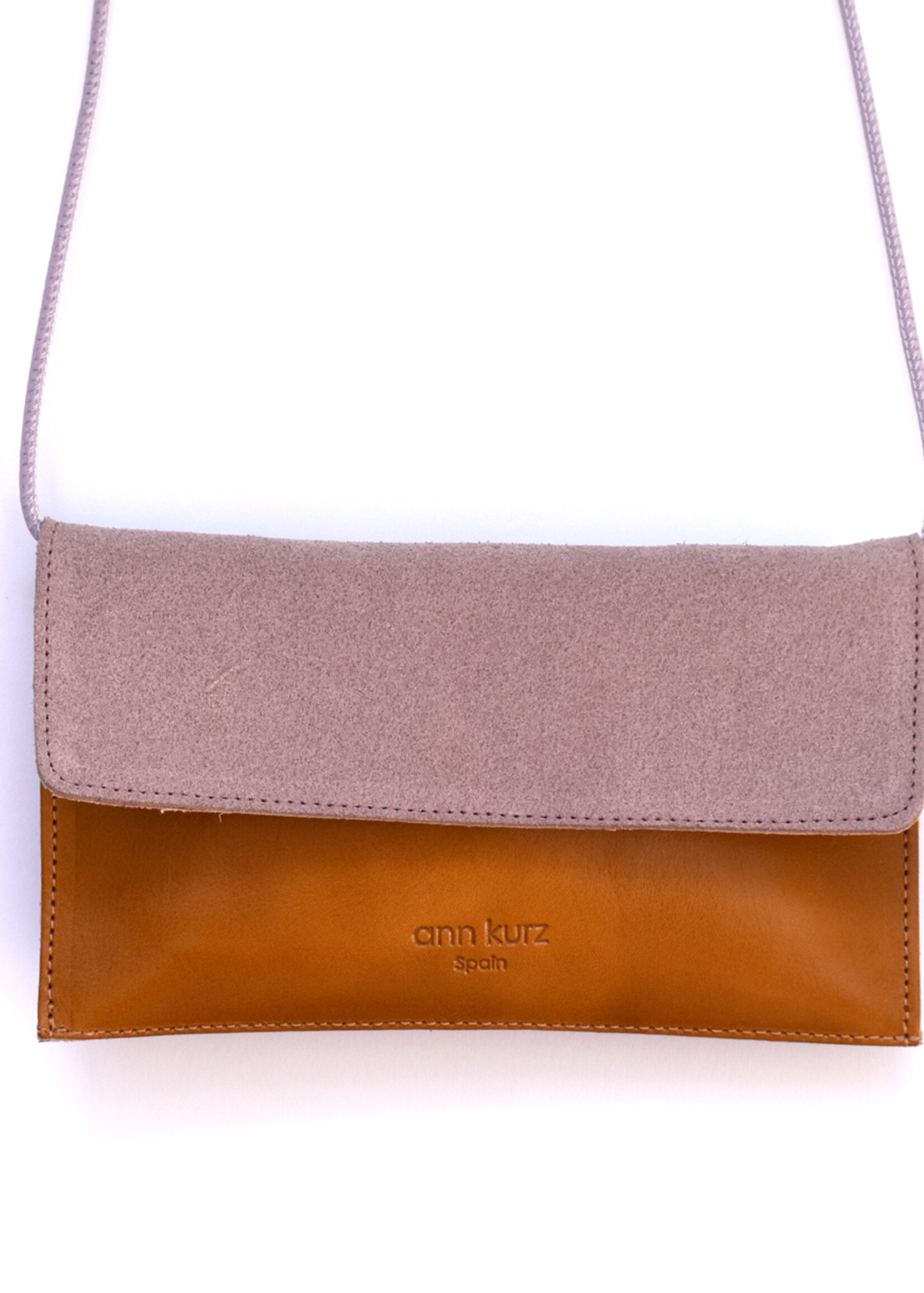 Ann Kurz Clutch Mini Suede Antico + Vegetal Brown