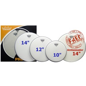 Remo Emperor Coated - Pro Pack - 10"/12"/14" - 1 x 14" Ambassador For Free