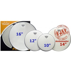 Remo Emperor Coated - Pro Pack - 10"/12"/16" - 1 x 14" Ambassador For Free