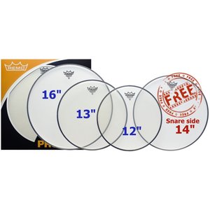 Remo Ambassador Clear - Pro Pack - 12"/13"/16" - 1 x 14" Snare Side  For Free