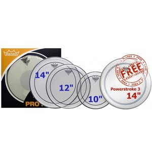 Remo Pinstripe Clear - Pro Pack - 10"/12"/14" - 1 x 14" Powerstroke 3 For Free