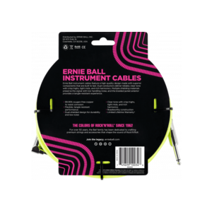 Ernie Ball EEB-6080 - Jack/jack haaks 3m geel fluo- Instrumentkabel