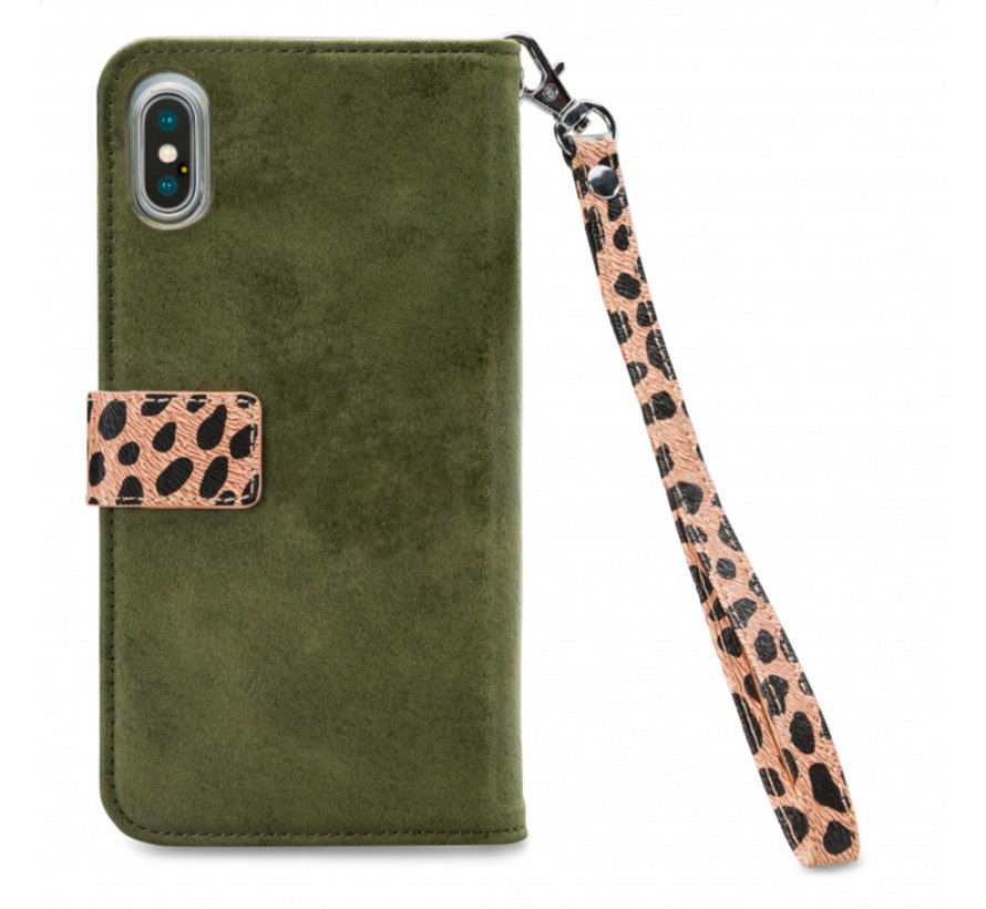 Mobilize 2in1 Gelly Wallet Zipper Case iPhone Xs Max Groen/Luipaard