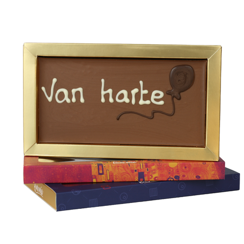 Van harte - Chocoladereep met tekst Van harte - Chocoladereep met tekst