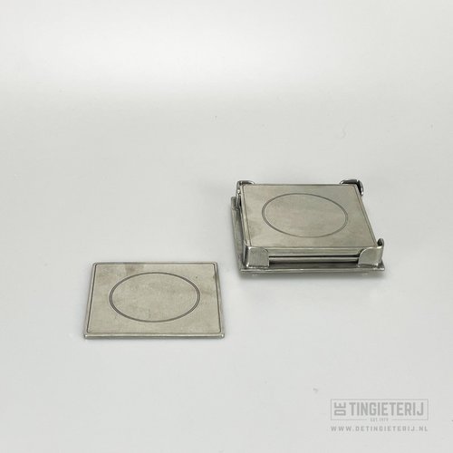 De Tingieterij Set of coasters with holder (square)