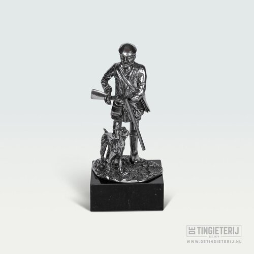 De Tingieterij Jager met Hond Tinnen Beeld | Ambachtelijk & Klassiek