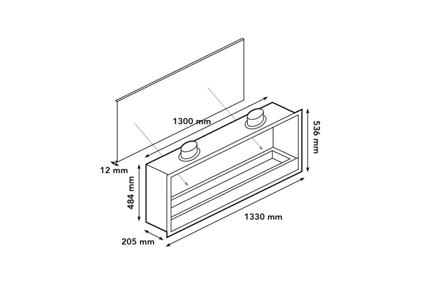 Bio-ethanol Inbouwunit XXL Front / Doorkijk 133 cm