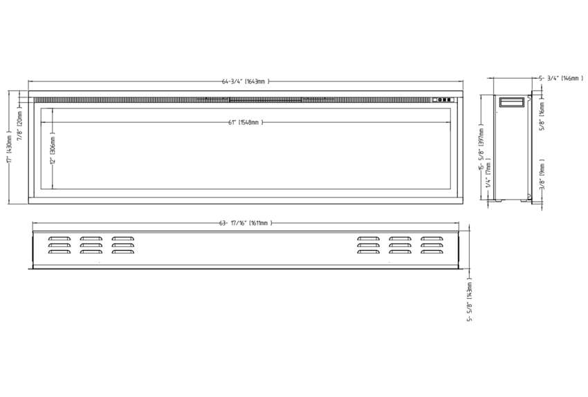 Royal Paris 65 (Deluxe) Elektrische Inbouwhaard Front 165cm