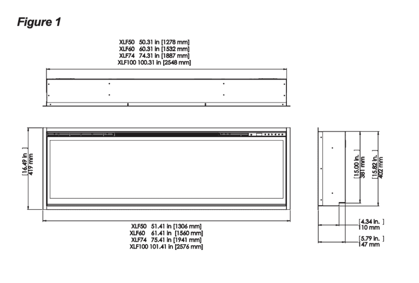 Ignite XL 100" Elektrische Inbouwhaard Front 258cm