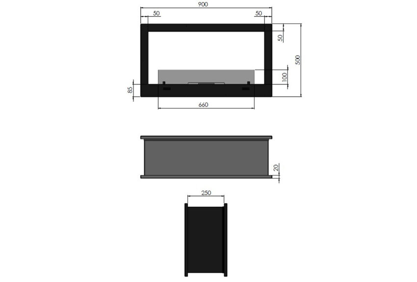 2 Side Bio-ethanol Inbouwhaard Doorkijk (90 -120 cm) 2 Side Bio-ethanol Inbouwhaard Doorkijk (90 -120 cm)