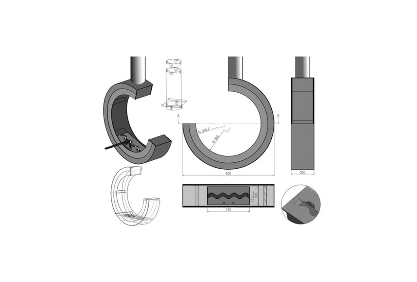 Erta 3/4 Tube Zwart Bio-ethanol Plafondhaard