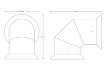 Decoratieve afvoerpijp 90-graden (kort)