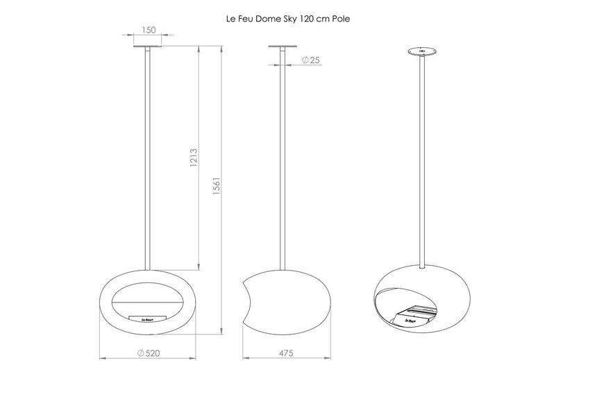 Sky White Bio-ethanol Haard Hangend