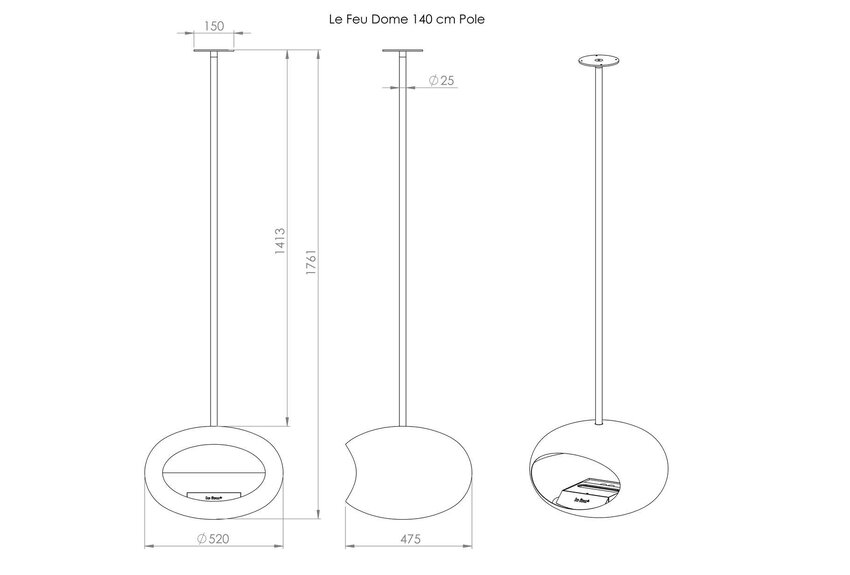 Le Feu Sky Mocca Bio-ethanol Plafondhaard