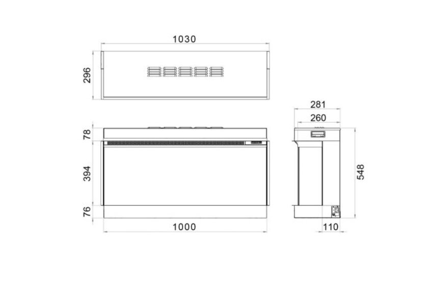 Trimline Solus 100 cm Elektrische Inbouwhaard Front (Tweedekansje) #223 Trimline Solus 100 cm Elektrische Inbouwhaard Front (Tweedekansje) #223