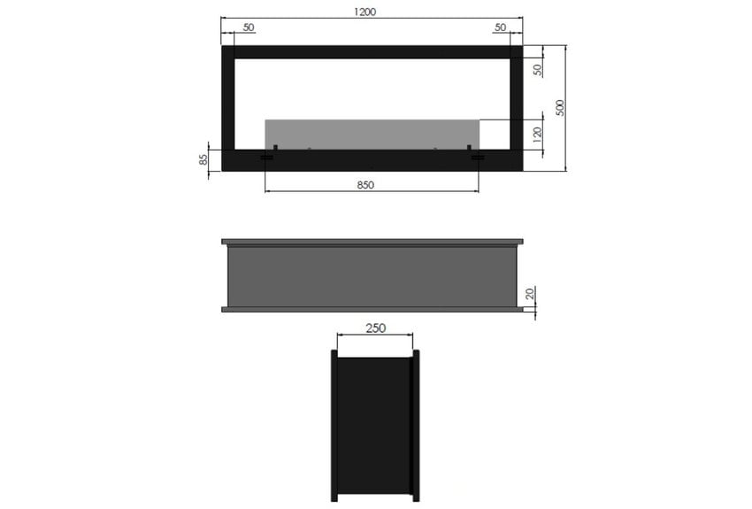 2 Side Bio-ethanol Inbouwhaard Doorkijk (90 -120 cm) 2 Side Bio-ethanol Inbouwhaard Doorkijk (90 -120 cm)