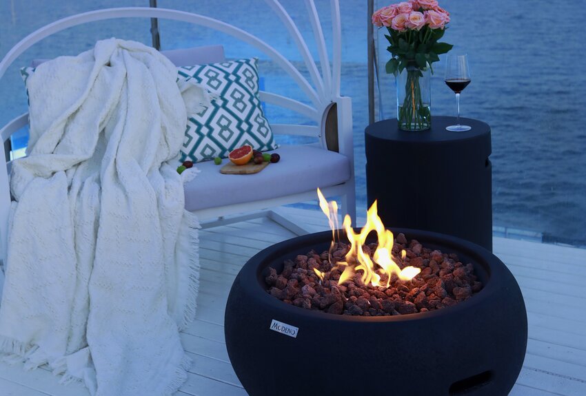 Modeno York Fire Bowl Ronde Betonlook Vuurtafel op Gas Modeno York Fire Bowl Ronde Betonlook Vuurtafel op Gas