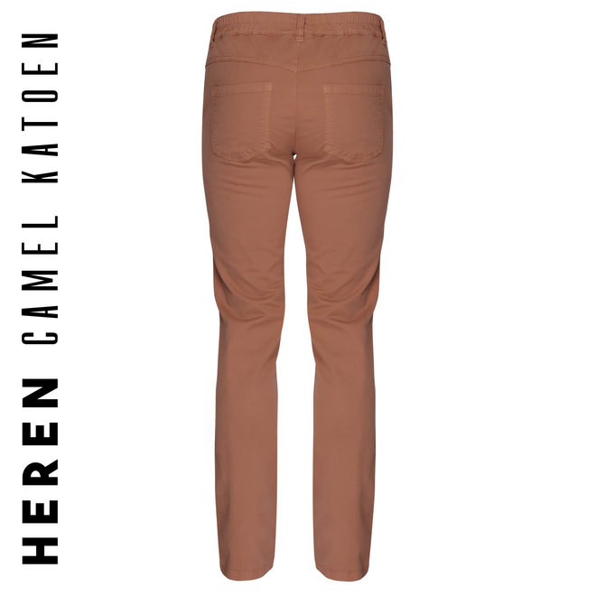 Katoenen Heren Broek met Elastiek in Camel Kleur