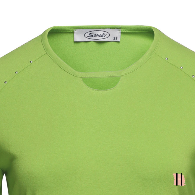 T-Shirt Groen met Studs en Halsdetail