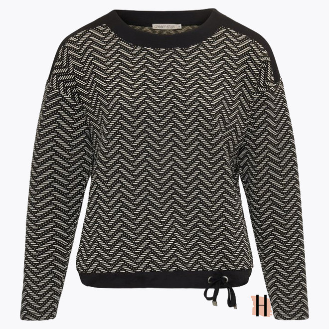 Sweater met Zigzag Patroon "Bravour" in Zwart-Beige