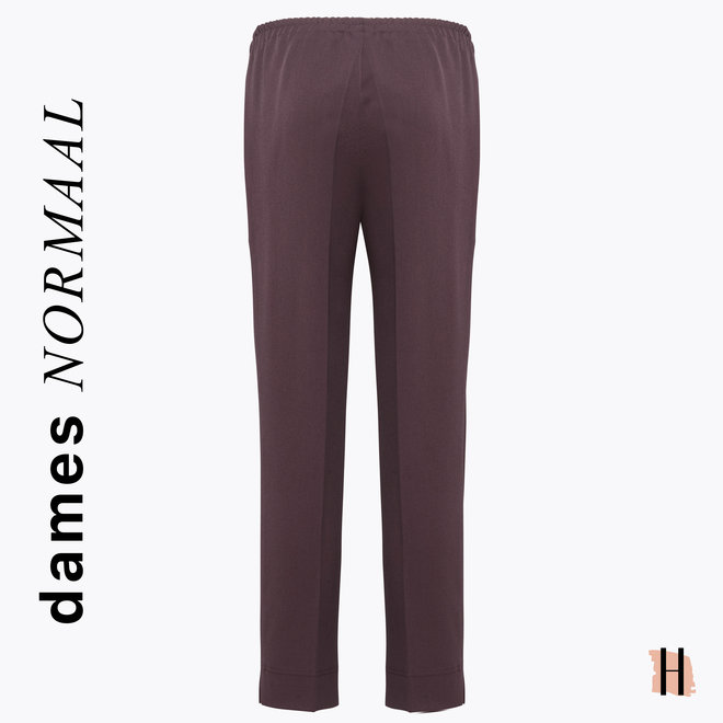 Pantalon met Elastieke Band Rondom Viscose: Aubergine Paars