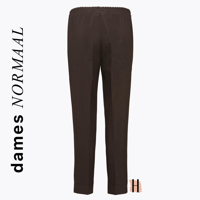 Pantalon met Elastieke Band Rondom Donkerbruin