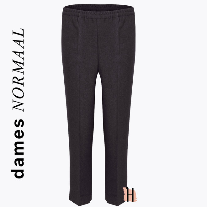 Pantalon met Elastieke Band Rondom Viscose: Antraciet Grijs