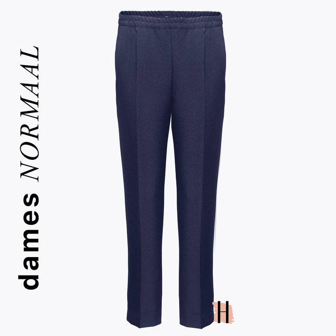 Pantalon met Elastieke Band Rondom Viscose: Marine Blauw