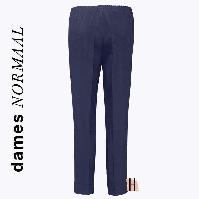 Pantalon met Elastieke Band Rondom Viscose: Marine Blauw