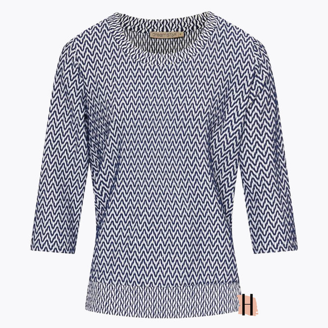 Z23 113 Nouk Sweatshirt V-Jacquard Indigo-Ivoor