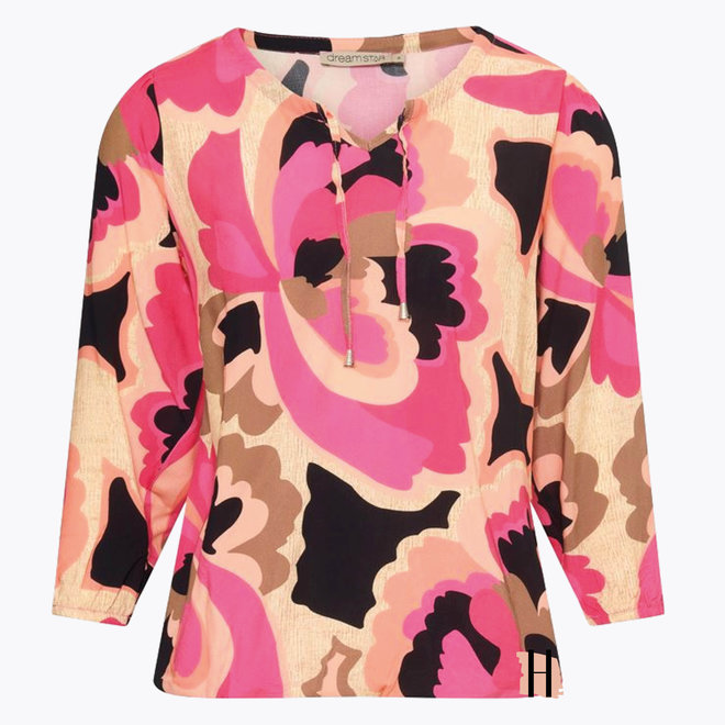 Z23 126 Babka Blousetop Big Flower Pink Mix