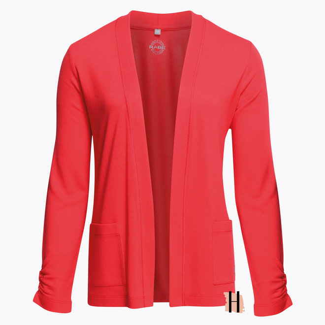 Openvallend Vest met Zakken en Gerimpeld Mouw Detail in Fel Rood