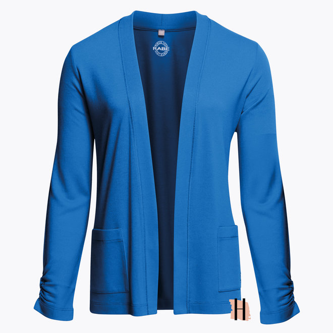 Openvallend Vest met Zakken en Gerimpeld Mouw Detail in Azuur Blauw