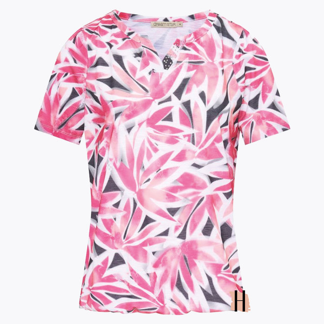 Z23 128 Harlan Top HALFTONE FLOWER in Pink