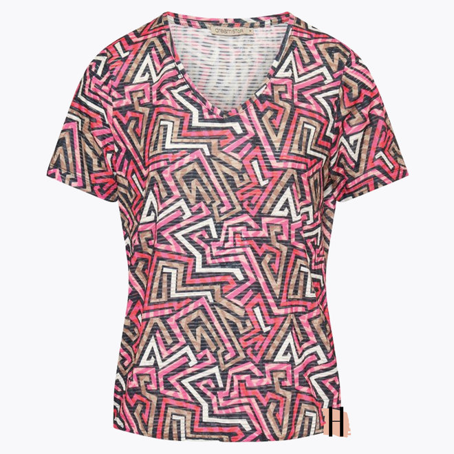 Z23 139 Feike Top GRAPHIC STRUCTURE Pink Mix