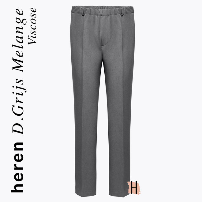 Heren Pantalon Elastische Band in Donkergrijs Gemêleerd