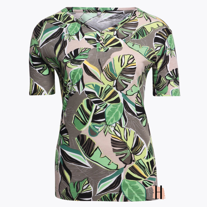 T-Shirt met Print van Groene Tropische Bladeren