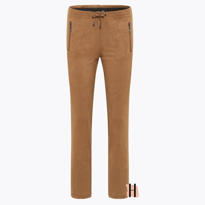 Suedelook Pantalon met Rijgkoord in Mokka Bruin