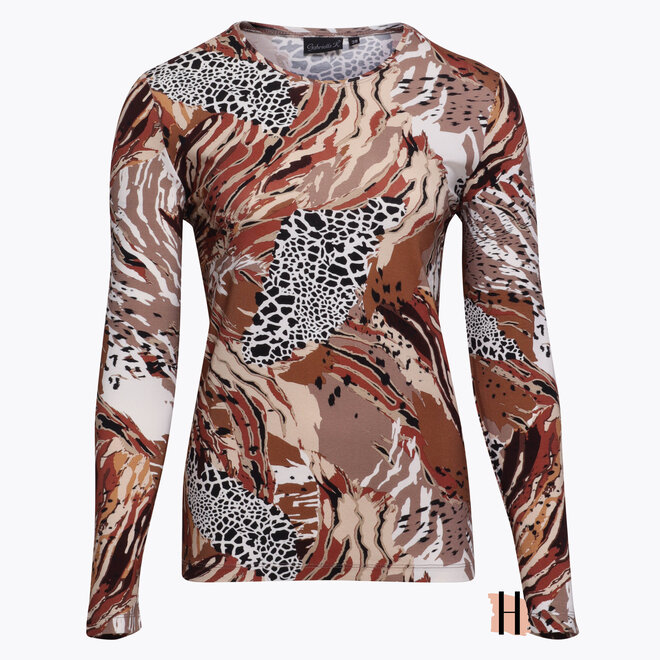 Shirt met Dierlijk Dessin en Roestbruine Tinten