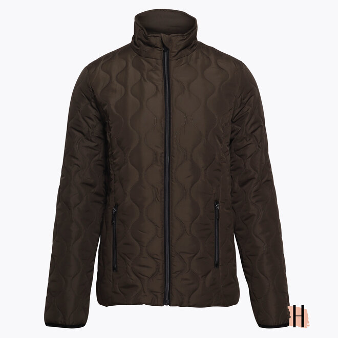 Gewatteerde Jas in Army Green met Golvende Stiksels