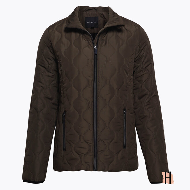 Gewatteerde Jas in Army Green met Golvende Stiksels