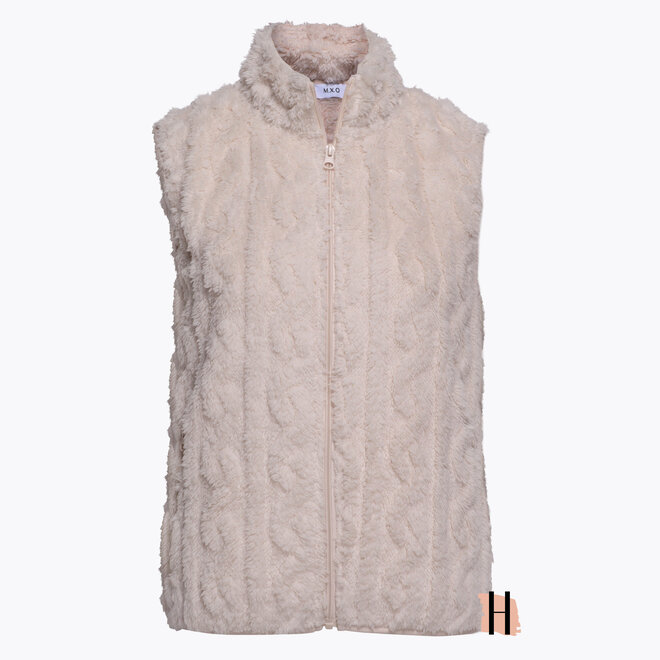 Bodywarmer met Nepbont Effect en Rits in Crème