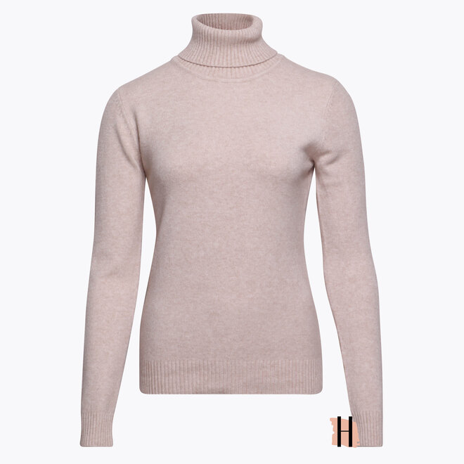 Beige Fijn Gebreide Coltrui